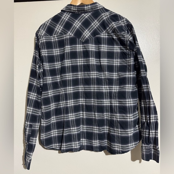 Panhandle Slim Rough Stock Black White Plaid Shirt youth XXL snap front - Picture 4 of 6